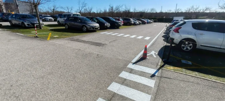 Novi pješački prijelaz i zaštitni čunjevi koji osiguravaju sušenje boje na cesti